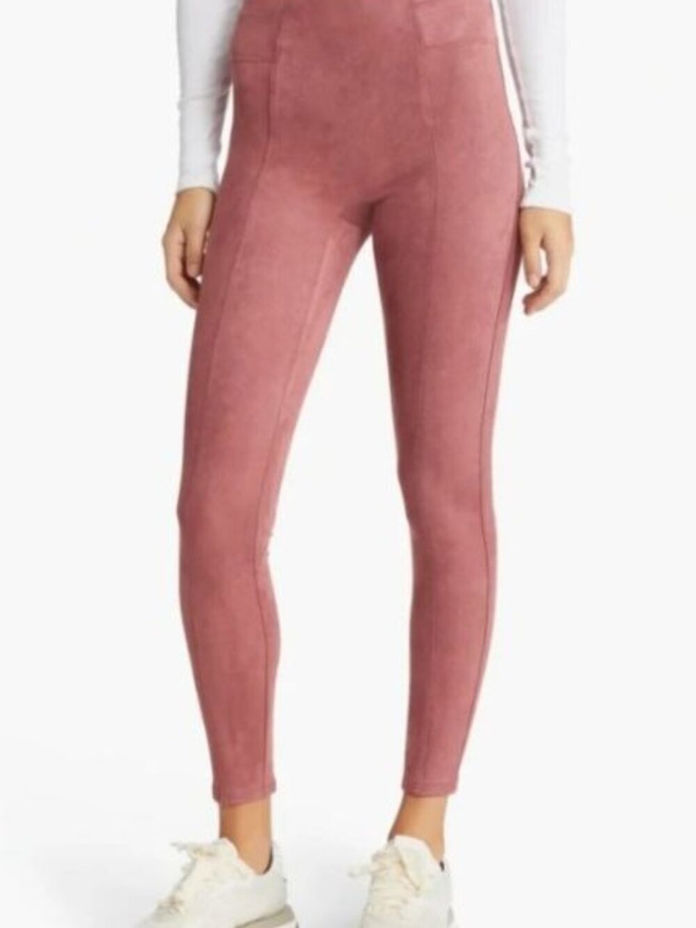 SPANX High Waisted Faux Suede Leggings in Rich Rose